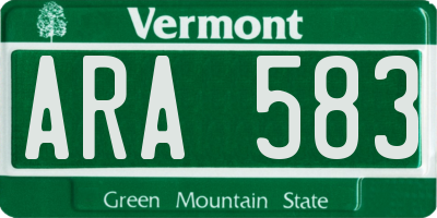 VT license plate ARA583