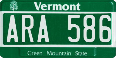 VT license plate ARA586