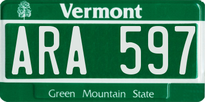 VT license plate ARA597