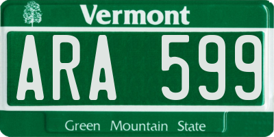 VT license plate ARA599