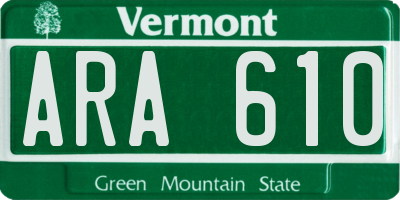 VT license plate ARA610