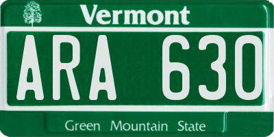 VT license plate ARA630