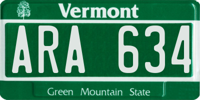VT license plate ARA634