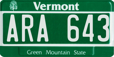 VT license plate ARA643