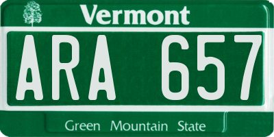 VT license plate ARA657