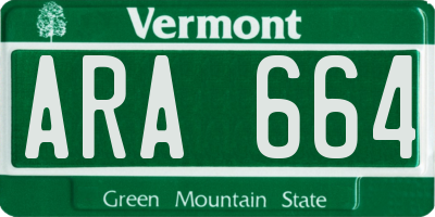 VT license plate ARA664