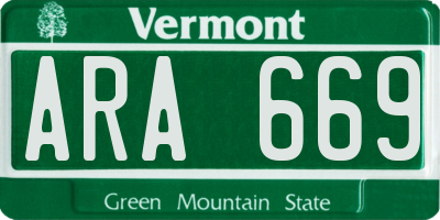 VT license plate ARA669