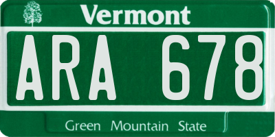 VT license plate ARA678