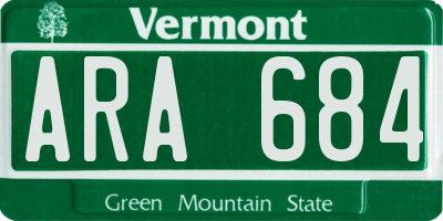 VT license plate ARA684