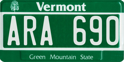 VT license plate ARA690