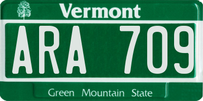 VT license plate ARA709