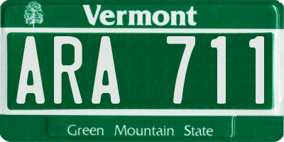 VT license plate ARA711