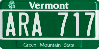 VT license plate ARA717