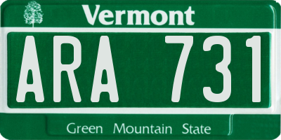 VT license plate ARA731