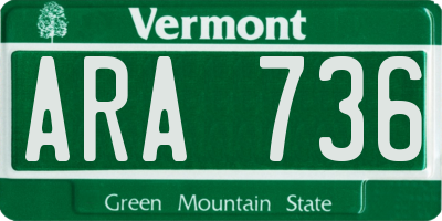 VT license plate ARA736