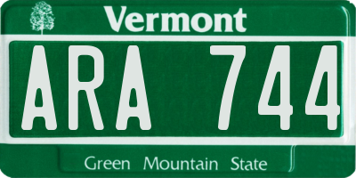 VT license plate ARA744