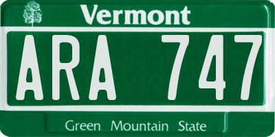 VT license plate ARA747