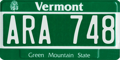 VT license plate ARA748