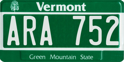 VT license plate ARA752