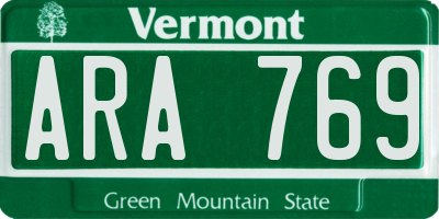 VT license plate ARA769