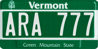 VT license plate ARA777