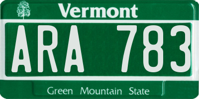 VT license plate ARA783