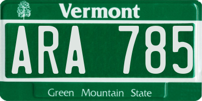 VT license plate ARA785