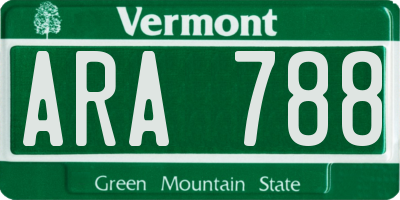 VT license plate ARA788