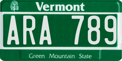 VT license plate ARA789