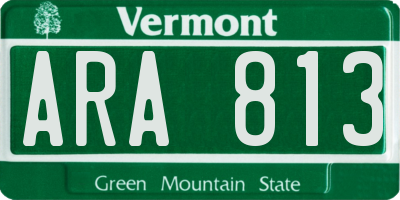 VT license plate ARA813