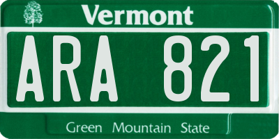 VT license plate ARA821