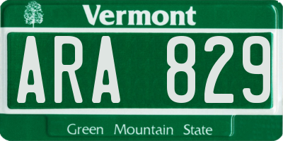 VT license plate ARA829