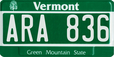 VT license plate ARA836