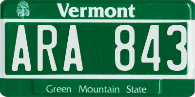 VT license plate ARA843