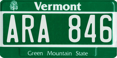 VT license plate ARA846