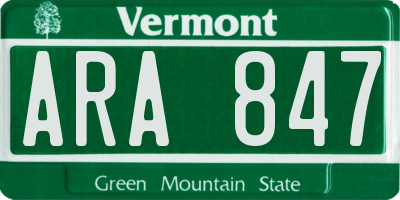 VT license plate ARA847