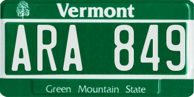 VT license plate ARA849