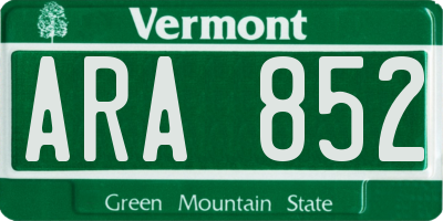 VT license plate ARA852