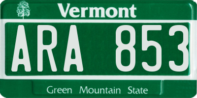 VT license plate ARA853