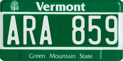 VT license plate ARA859