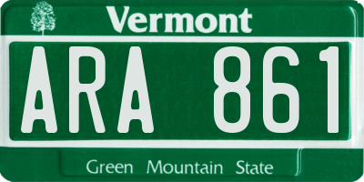 VT license plate ARA861