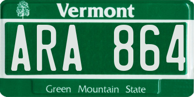 VT license plate ARA864