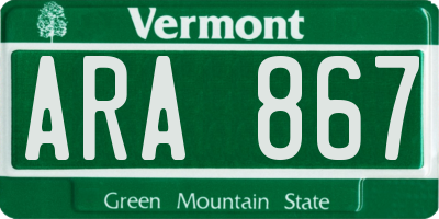 VT license plate ARA867