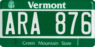 VT license plate ARA876
