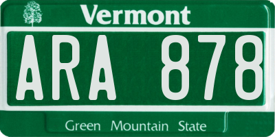 VT license plate ARA878