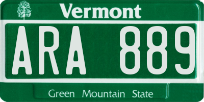 VT license plate ARA889
