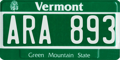 VT license plate ARA893
