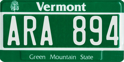 VT license plate ARA894