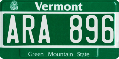 VT license plate ARA896