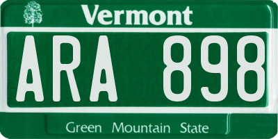 VT license plate ARA898
